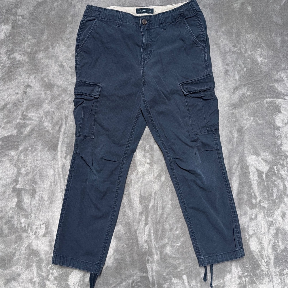 Aeropostale Cargo Pants Mens 30 Navy‎ Blue Ripstop Cotton Outdoor Casual Skater